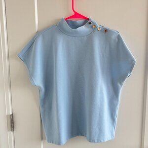 Ann Taylor light blue cap size sleeve top